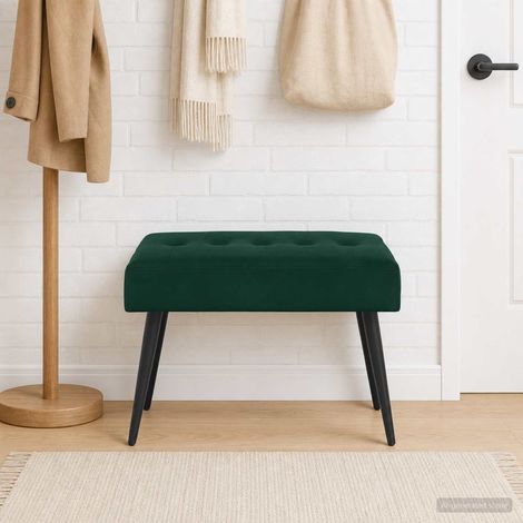 vidaXL Panchina con bottoni imbottiti Verde Scuro 60 x 40 x 45 cm
