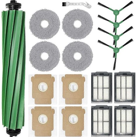 Zubehörset für iRobot Roomba Plus 405 und 505 Combo Roboter: Seitenbürste, HEPA-Filter, Reinigungstuch und Staubbeutel