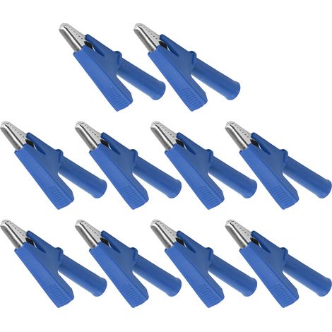 10-teiliges Set Krokodilklemmen-Prüfklemmen (10 mm Öffnung, 10 A) mit 4-mm-Buchse (Blau) (1/5)
