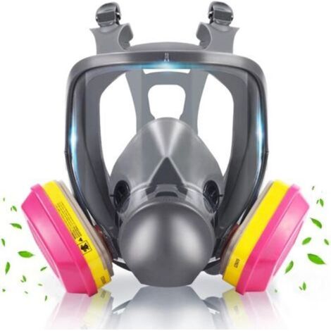 Vollgesichts-Atemschutzmaske mit Aktivkohlefiltern 60923, zur Verwendung mit Chemikalien, Lackierarbeiten, Schweißarbeiten, Polieren, Schleifen, Schneiden, Staubwischen und Sprühen (1/5)