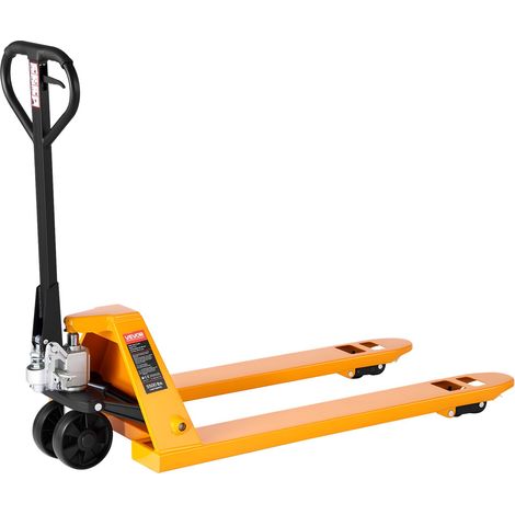 Transpalette Manuel, Charge 2,5 T, avec Pompe Hydraulique, Fourches 122 x 68,5 cm, Hauteur de Levage 8,5-18 cm, Braquage 180°, Transpalette pour Manutention aux Entrepôts, Supermarchés, Usines (1/5)