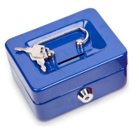 Coin Box with Lock and Slot, Small Coin Box with Coin Compartment, Metal Piggy Bank, Safe, 4.8" x 3.7" x 2.4" (1/4)