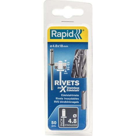 Juego de 50 remaches de acero inoxidable Diam.4.8 x H.18 mm RAPID RAPID