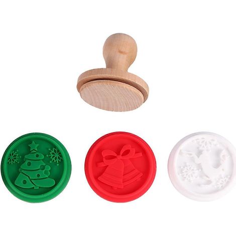 1 ensemble de scellants à biscuits de Noël en silicone avec manche en bois (couleurs assorties)-6.50X6.00X6.00CM (1/2)