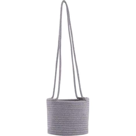 PE Cotton Woven Plant Basket Multi-function Modern Hanging Planter Basket for Office with Lanyard Storage Large Capacity Home Decor Living Room (20cm) (1/5)