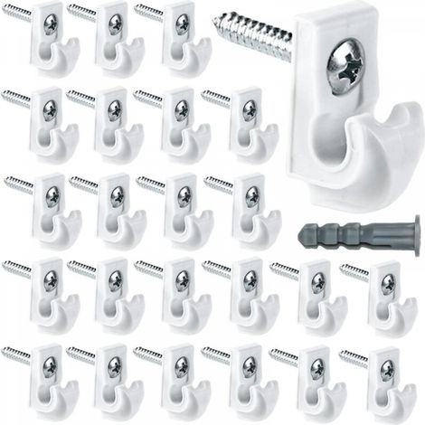 Lot de 24 clips muraux robustes avec vis et tubes d'extension pour étagères de placard (1/5)