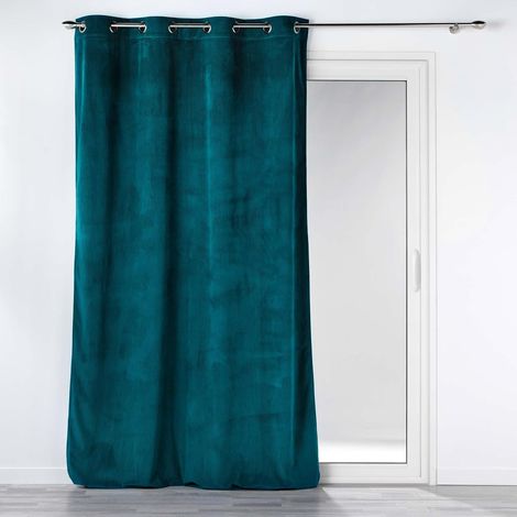Rideau à Oeillets (140 x 260 cm) Casual Petrole, Velours Côtelé Uni (1/5)
