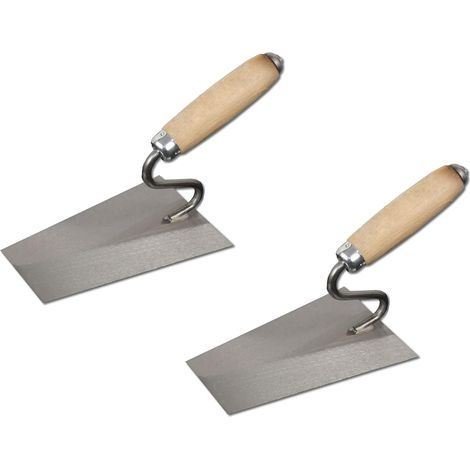 – Tiroler Kelle – Italienische Kelle – Klinge aus gehärtetem Stahl – Ergonomischer Holzgriff – Für Mörtel und Gips – Braun – 18 x 12 x 8 cm (1/5)