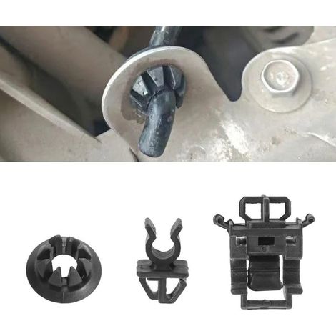 Hood Rod Holder Opener Clip - Plastic - Universal Fit for Car Hood Rods - Black - 3 Pieces (1/4)
