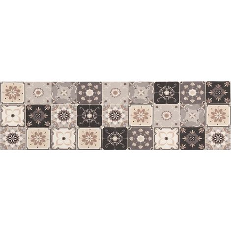 vidaXL Tappeto da Cucina Mosaico grigio e beige 150 x 45 cm (1/3)