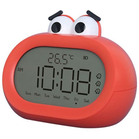Sveglia per bambini Eosnow, Stile Cartone, Adorabile, Digitale LED, a Batteria, con Luce Notturna, Rossa (1/4)