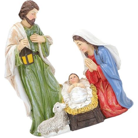 Ornement de scène de la nativité Religieuse, Statues Miniatures détaillées de la Sainte Famille pour la décoration saisonnière, Ensemble de Famille sacrée (1/5)