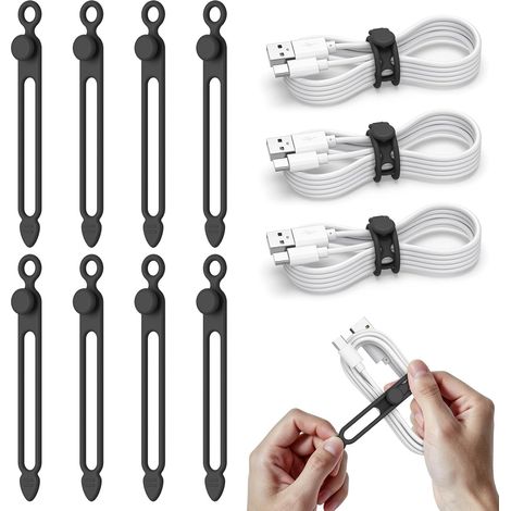 8PCS Organisateur de Cable, Silicone Enrouleur de Câble Réutilisable (1/5)