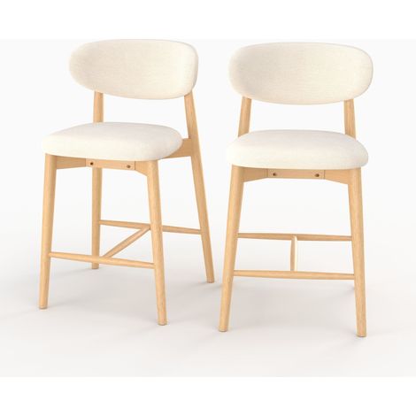 Lot de 2 chaises pour ilot central 64,5 cm en tissu beige - Yuna (1/5)