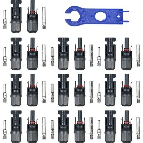 Connecteurs de câble - MC4 - 10 paires - Masculin/Féminin - 63 A - Noir (1/4)