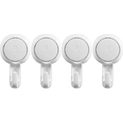 Lot de 4 crochets à ventouse en plastique, crochets muraux à ventouse, tout neufs, solides, porte-serviettes, peignoir, couronne, manteau, torchon, ustensiles de cuisine et de salle de bain, 5 kg, bla (1/3)