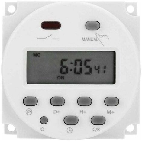 Programmateur Hebdomadaire CN101A 12V Minuterie LCD Commutateur Relais Contrôle Puissance Blanc IP66 (1/5)