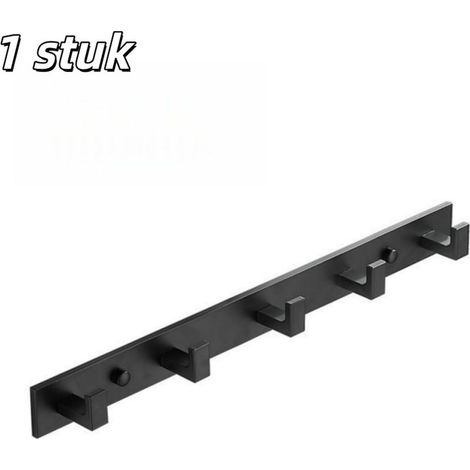 Aluminum over-the-door coat rack with 5 hooks, black, no drilling required (1/3)