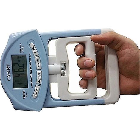 Plage de mesure : 90 kg (198 lb). Dynamomètre électronique numérique LCD à poignée, instrument de mesure, accessoire pour équipement de fitness (1 pièce), bleu. (1/5)