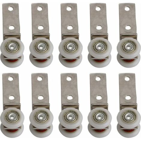 10-pack 1.9 cm Metal Conduit Elbow Bearing Pulley Block with Two Plastic Wheels for Sliding Door Window Cabinet