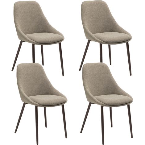 Set 4 Sedie Kira 51x59x85 cm Gambe in Metallo Bronzo Beige (1/5)