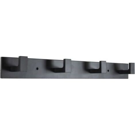 Wandgarderobe, 4 Wandhaken, Wandgarderobe aus Edelstahl, robuste Wandgarderobe mit Haken (glänzend schwarz, 4 Haken) (1/4)