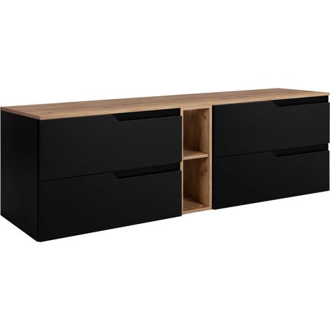 Waschtischunterschrank - 180 cm - Schwarze Eiche - Modernes Design - 4 Soft Close Schubladen (1/5)