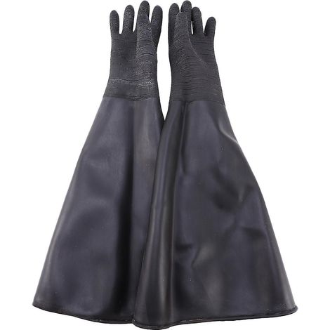 Gants de sablage en caoutchouc noir rayé, pour cabine de sablage, 65 x 30 cm (1/4)