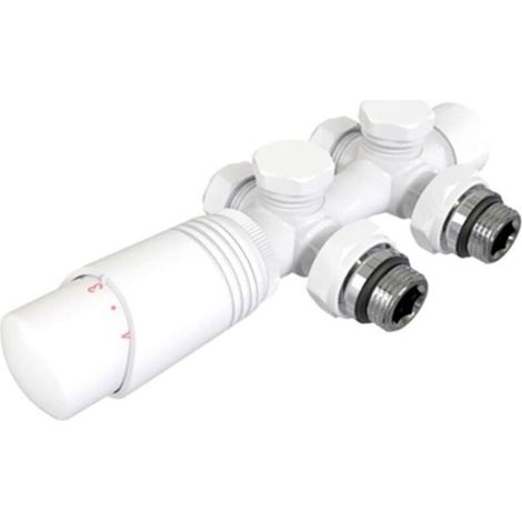 Vannes de radiateur, vanne de radiateur thermostatique pour radiateurs de salle de bain, raccords de vanne de connexion centrale, accessoires de chauffage (blanc) (1/4)