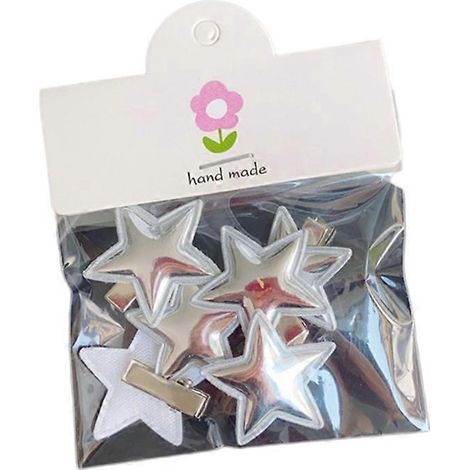 Lot de 6 barrettes étoiles pour cheveux, accessoire pour filles et femmes, épingles à cheveux en métal argenté brillant (1/5)