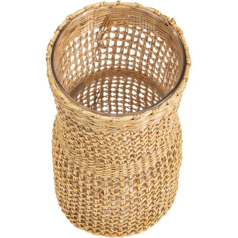 Vase Hydroponique en Verre et Rotin Noir pour Fleurs, Décor Moderne Simple, pour Bureau et Balcon, Style Frais et Élégant (1/5)