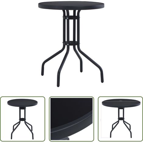 Gartentisch Schwarz - Gartentisch Schwarz 80 cm Stahl und Glas (1/5)