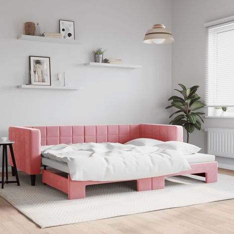 Sofá cama nido terciopelo rosa 90x200 cm vidaXL (1/5)