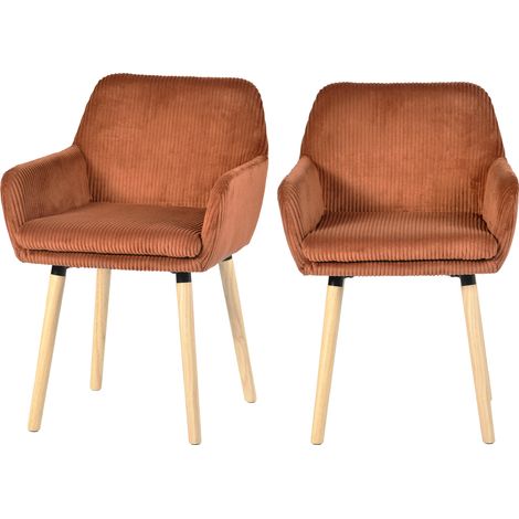 Lot de 2 chaises de salle à manger velours côtelé scandinave, ELIA (1/5)