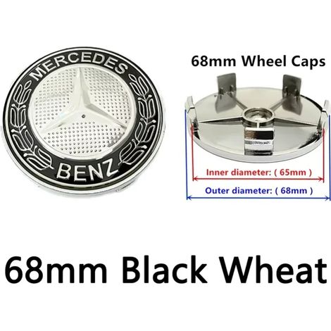 (68 mm Noir blé, 20 pièces) - Cache-moyeux de roue Mercedes-Benz 3 broches GLA GLB GLC A B C E (1/5)