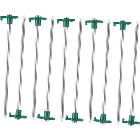 Set da 10 picchetti per tenda in acciaio inossidabile rinforzato, picchetti robusti per campeggio, per fissare la tenda a terreni duri, con testa appuntita per il fissaggio dei tiranti, accessori per (1/5)