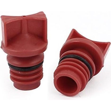 Lot de 2 Bouchons d'huile - Filetage Mâle 18 mm - Pour Compresseur d'air - 4 x 2,5 cm - Plastique Rouge (1/5)