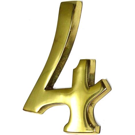 Numero 4 EDM con fissaggio invisibile in ottone lucido da 10 cm
