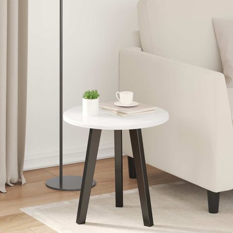 Plateau de table rond Ø 40 cm en bois d’ingénierie blanc brillant - PANGIVO (1/5)