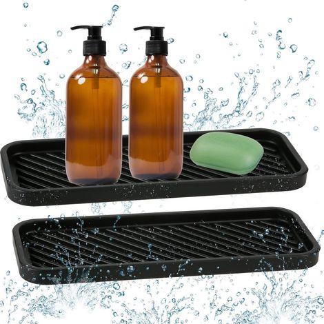 Tapis de vidange pour porte-savon - Silicone - Épais et robuste - 1 pièce - Pour cuisine et salle de bain - Gris (1/5)