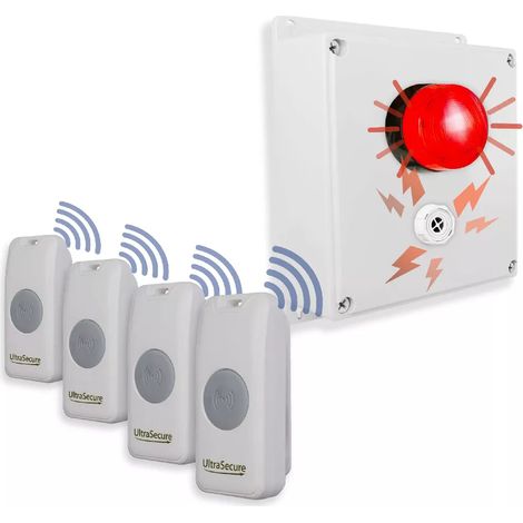 Kit sos avancé sans-fil panique sirène + flash Haute-résistance 800m 4 boutons simples autonomes sur piles (PROTECT 800)