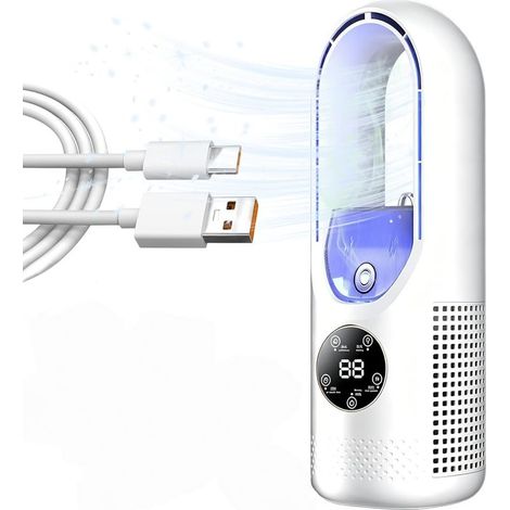 Climatiseur Portable Silencieux Rafrachissant Réservoir 100ml Minuterie Compact pour Bureau Chambre Blanc - (1/5)