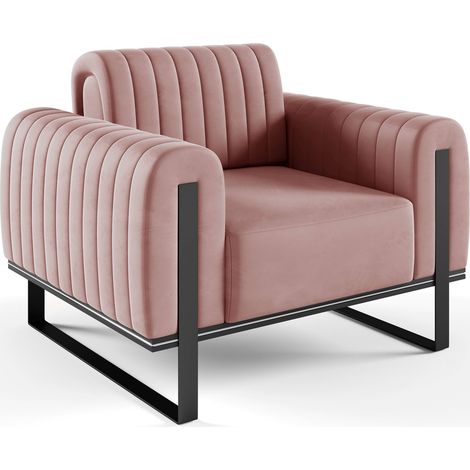 Selsey Parissa - Sessel, Samt Rosa schwarze Füße, 106 cm (1/5)