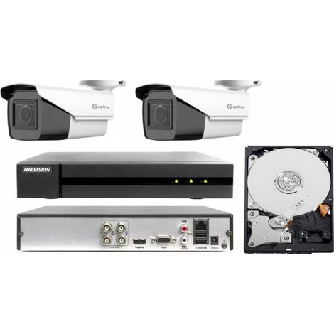 KIT videosorveglianza DVR 4 Canali 3K analogico 2 telecamere motozoom 5MP IR 40 mt hdd 1TB
