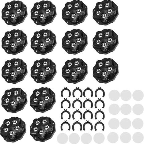 Set mit 16 Möbelrollen, universelle 360°-Schwenkrollen, Tragfähigkeit 100 kg, 5 Kugellager mit Bremse, für Möbel und Haushaltsgeräte (schwarz)