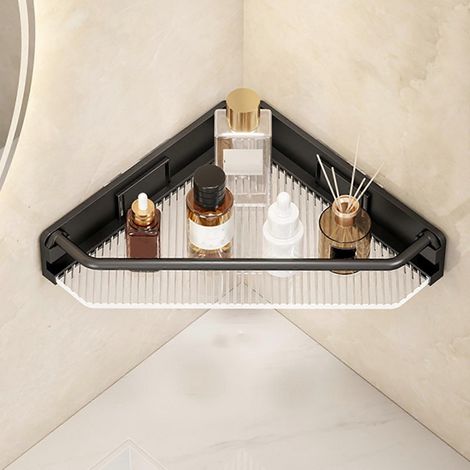 Lot de 4 étagères d'angle empilables pour salle de bain (25 x 21 x 5 cm), compatibles avec la collection Ligne, idéales pour meuble-lavabo, lavabo ou armoire. (1/5)