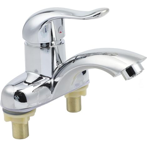 Robinet de lavabo 10,5x14,1 cm plastique argenté 2 poignées (1/5)