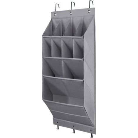 Organisateur de chaussures à suspendre à la porte, avec grand compartiment, support mural pour placard, organisateur de porte à 11 compartiments, gris, lot de 1 (1/5)