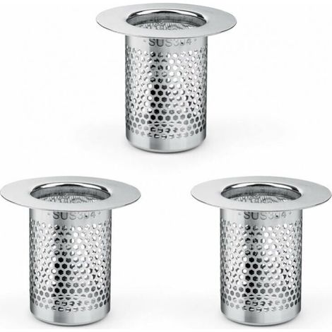 Shower Hair Filter, 3pcs Stainless Steel Shower Hair Filter Kitchen Sink Strainer Balcony 5.5×5cm Bathroom Kitchen Floor Drain Filter MUMU (1/4)