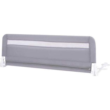 Barrière de lit bébé grise 120 cm en métal pliable avec filet respirant et housse lavable pour chambre d'enfant et voyage (1/5)